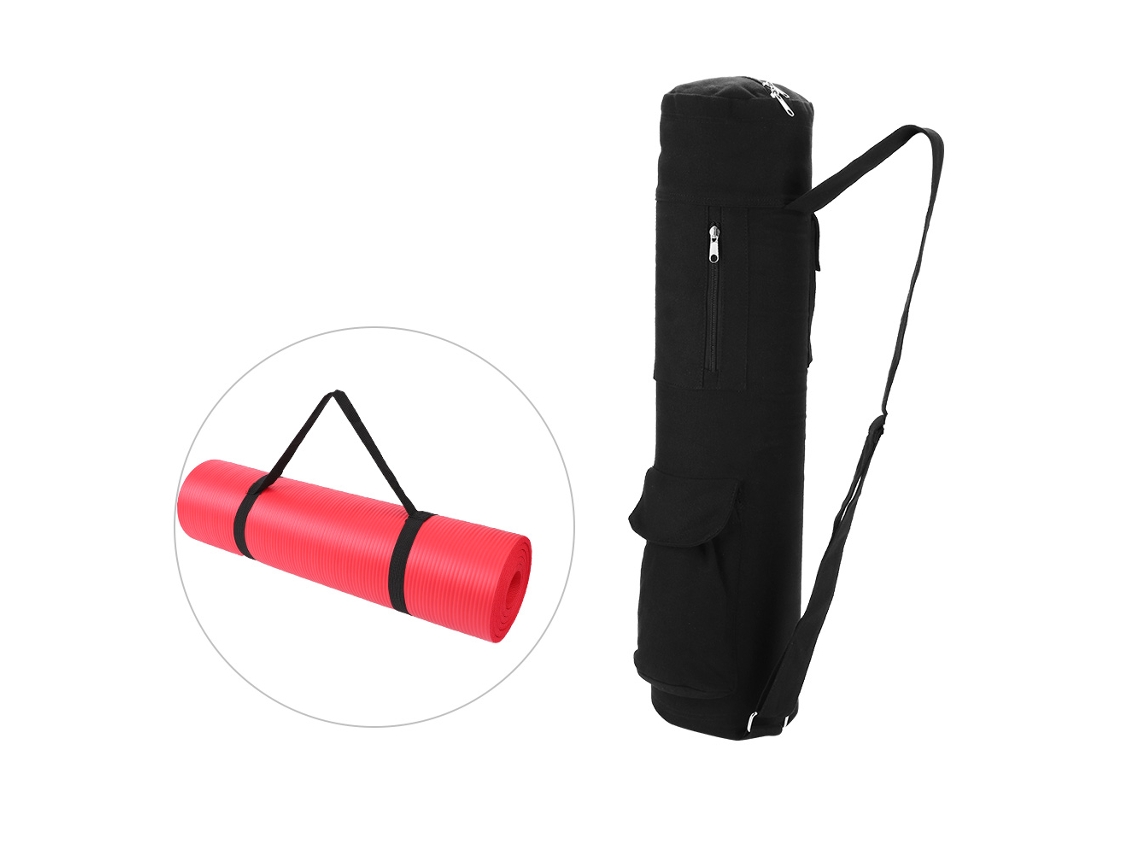 Yncm-mochila De Lona Preta Para Transportar Tapete De Yoga