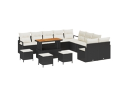 Conjunto 14 Conjunto De Sofá De Jardim Vidaxl Preto Vime Pe (285 X 289 X 85 Cm)