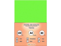 Papel 80Gr A4 Verde 100 Folhas