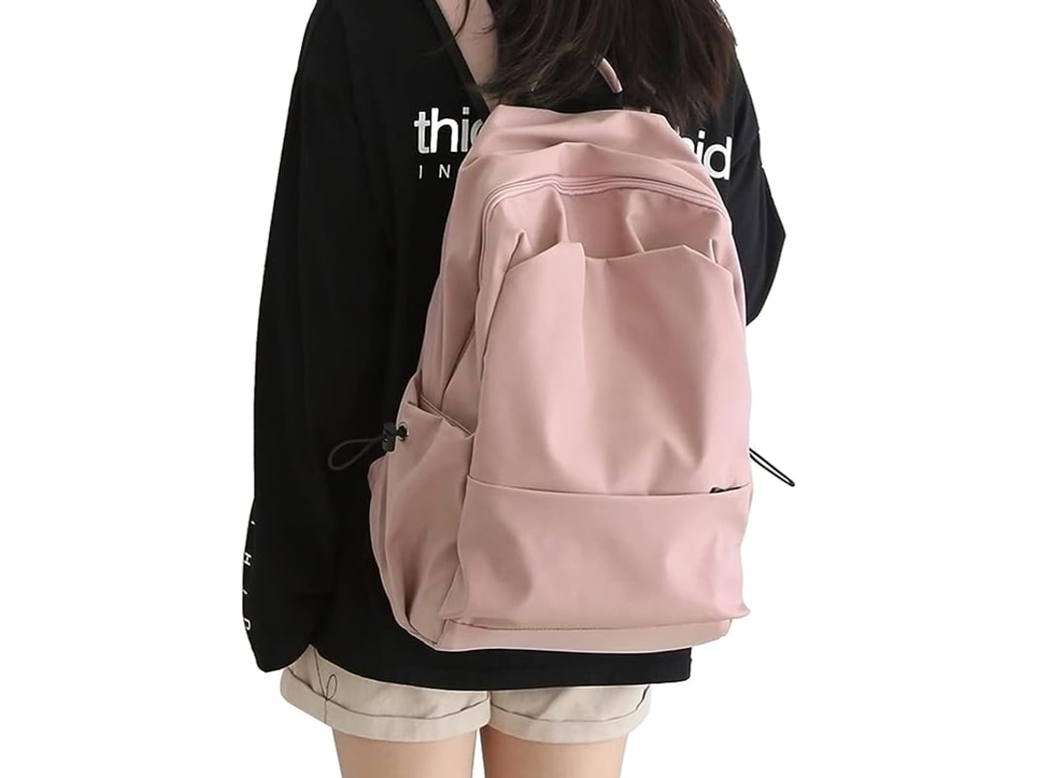 2026-mochila Impermeável Grande Para Notebook Leve Casual De Viagem Ajusta Computador De 14 Polegadas (rosa)
