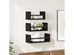 Vidaxl Conjunto De Prateleiras De Parede 3 Unid. Carvalho Preto