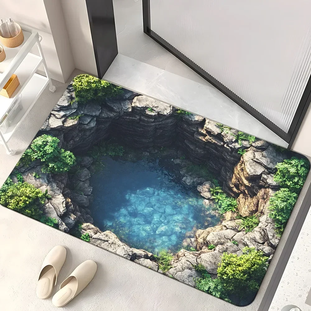 Tapete De Entrada Com Ilusão 3d De Abismo Para Banheiro E Cozinha Com Efeito De Perfuração Visual (estilo 7, 40x60cm).