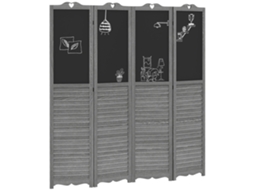 Biombo Madeira de Paulownia Cor Cinzento 162x1,8x172 cm Homcom