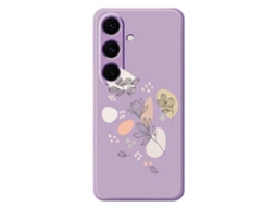 Capa Tkdaddy Para Samsung Galaxy S24 Fe Com Estampa De Folhas E Bordas Retas Em Tpu, Roxa