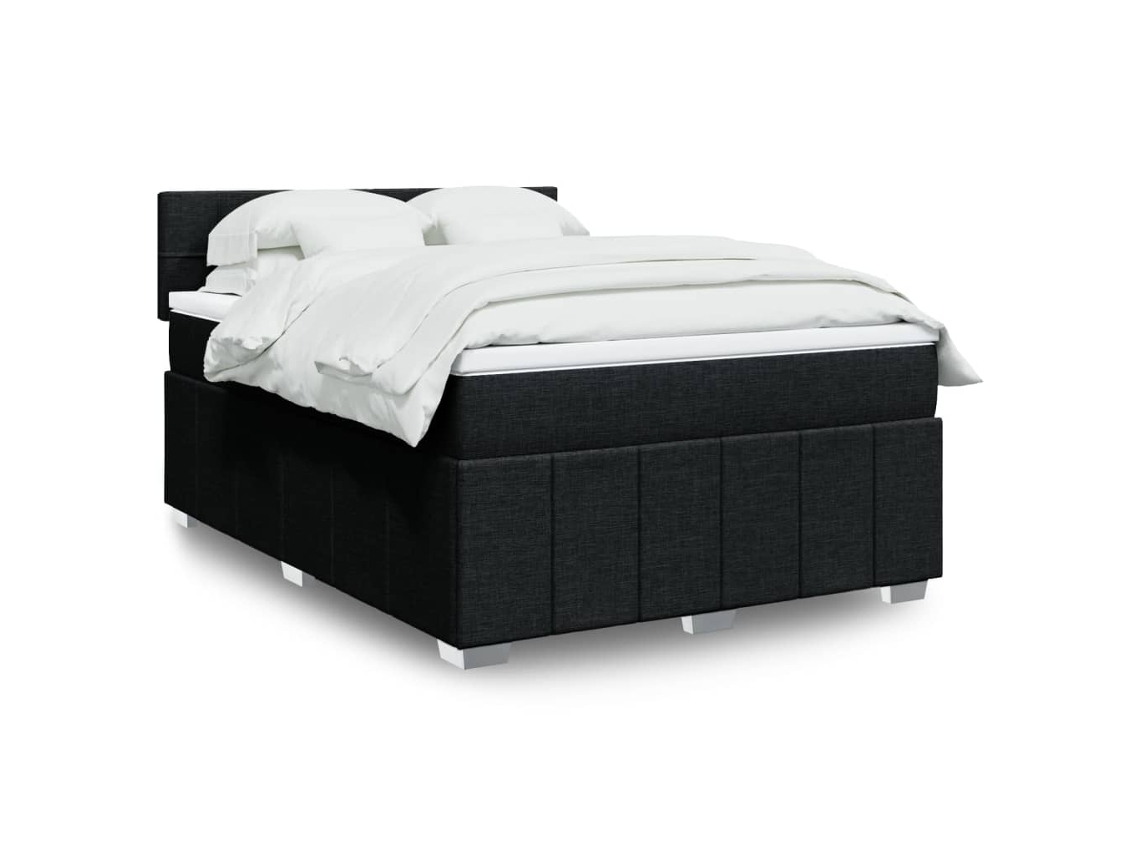 Vidaxl Cama Com Molas/colchão 140x200 Cm Tecido Preto