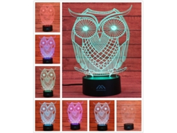 Lâmpada Led Decorativa, Formato De Coruja, 7 Cores, Visual 3d, Para Casa, Cafés, Bares E Ambientes Internos