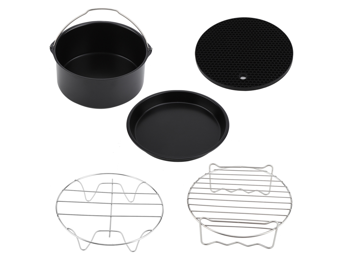 Kit de acessórios para air fryer, 5 peças, forma de pizza, forma de bolo, suportes metálicos | S/MARCA