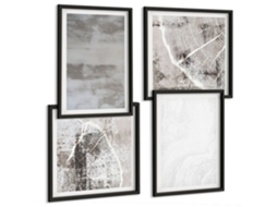 Composição De Quadros Formas Abstratas Modernas Espelharte (4 Peças)