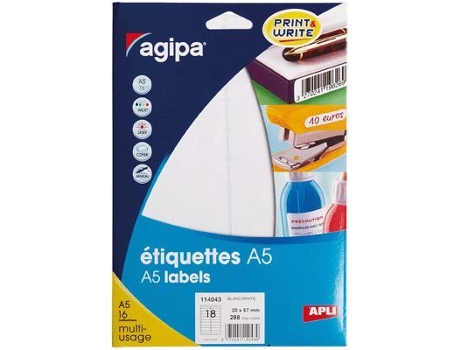Etiqueta Adesiva A5 20x67 Estojo 288 Agipa