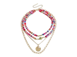 2026 collares de Turquesa em Camadas Boho para Mulher Olho do Diabo de Cerâmica Macia Cores Vivas Moda Europeia e Americana