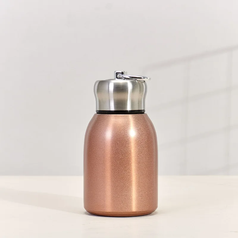 (dourada 300ml) Garrafa Térmica De Viagem De 300ml Para Água/café, Em Aço Inoxidável Com Isolamento A Vácuo.