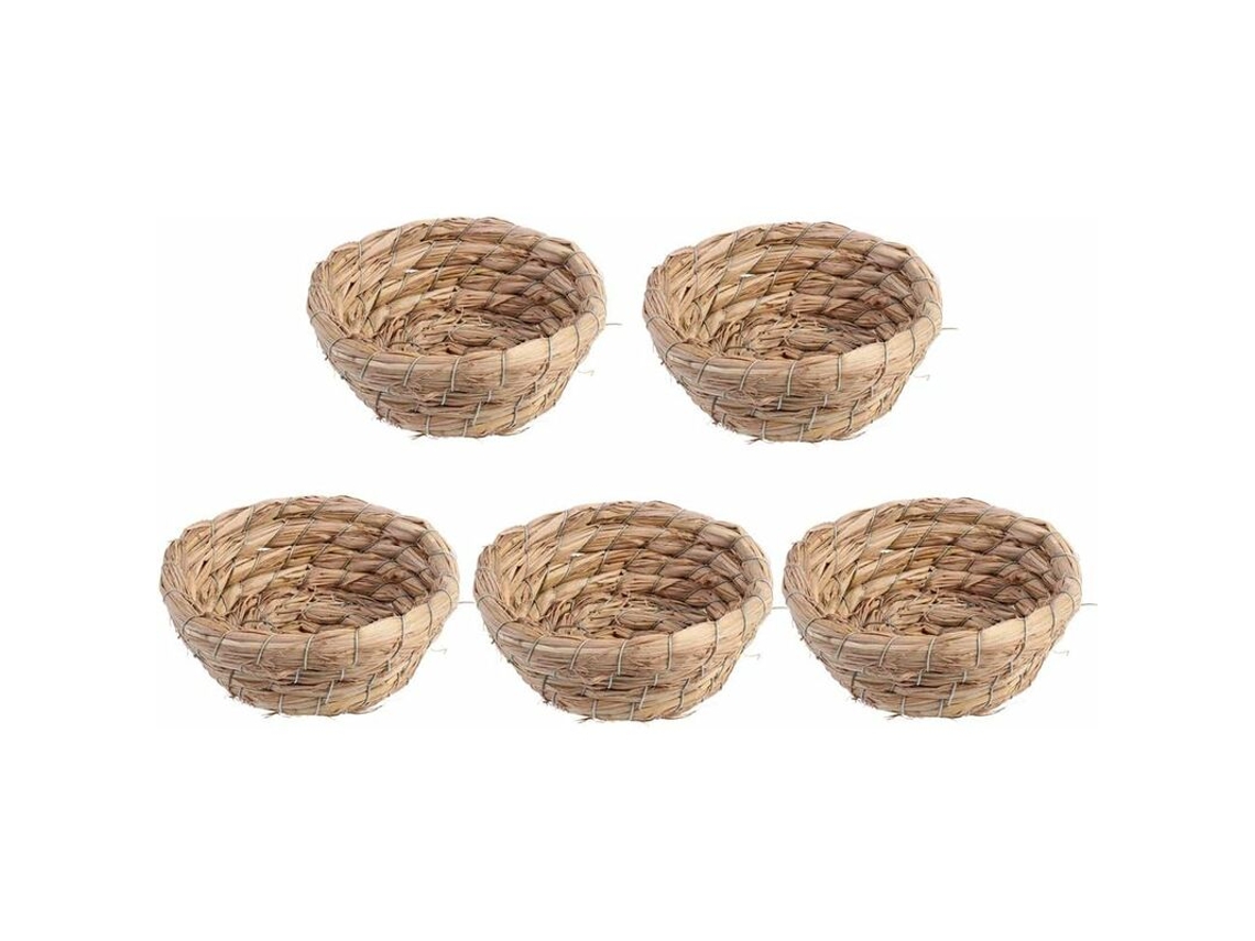 Conjunto de 5 Peças de Palha Natural Trançada para Gaiola para Pássaros, para Periquitos, com 10 Cm de Diâmetro AQUAFORGE