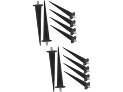Conjunto De 12 Estacas De Fixação Para Piso, Ideais Para Pátios E Jardins, Perfeitas Para Iluminação Paisagística. Cor: Alumínio Preto.