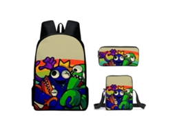 Conjunto De Mochila Infantil Com Estampa De Arco-íris E Três Peças: Mochila, Mochila De Refeição A Tiracolo E Estojo, Modelo P