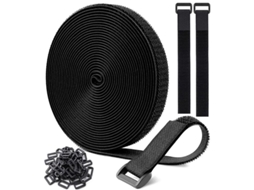 Abraçadeiras Ajustáveis ​​com 20 Laços Autoadesivos, Abraçadeiras Pretas Reutilizáveis, Velcro Para Gerenciamento De Cabos (2,0 Cm)