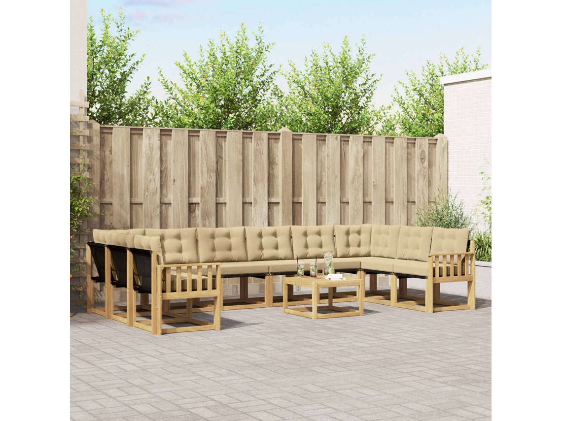 Vidaxl Conjunto De Sofás Para Exterior 11 Unid. Branco E Bege