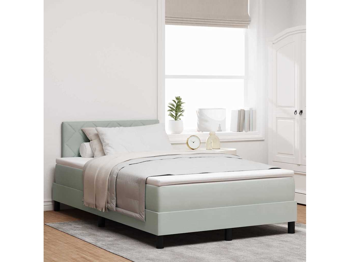 Vidaxl Cama Box Spring Led Cinzento-claro 120 X 190 Cm Veludo