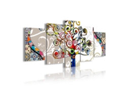 Quadro Moderno DEKOART Abstratos, Árvore da Vida, Klimt, Cinza (200 X 100cm)
