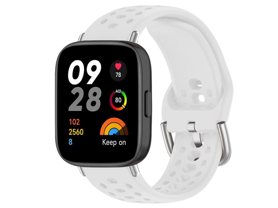 Bracelete para Redmi Watch 3 Esportivo Silicone com Fivela Prateada Branca XIAOMOYU