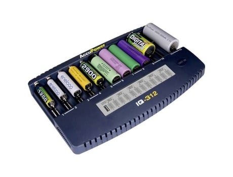 Carregador de bateria redonda Iq312 Nicd, NiMH, Li Ion 10340, 10350, 10440, 10500, 12500, 12650, 13500, 13650, 145 Accupower