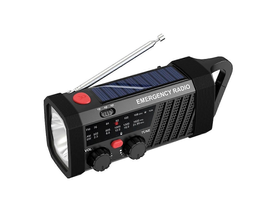 Rádio De Emergência Com Alarme Sos, Am/fm/sw E Lanterna. Carregamento Solar/manual Para Sobrevivência Ao Ar Livre.