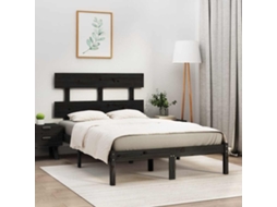 Vidaxl Estrutura De Cama 140x190 Cm Madeira Maciça Preto