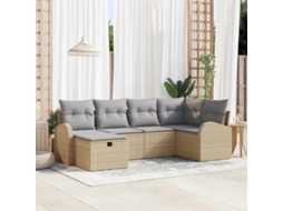 Vidaxl Conjunto De Sofás 6 Unid. Bege E Cinza Claro Vime Pe