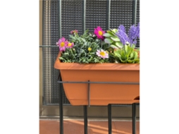 Jardin202 - Jardinera De Balcón Con Plato Y Soporte Metálico Incorporado | Macetero Balconero De Plástico Para Colgar Teja 50 Cm | 50 Cm (teja)