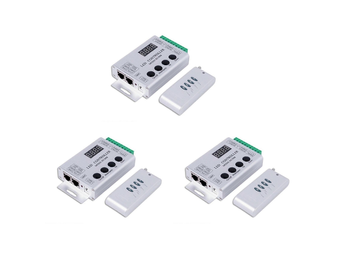 Controlador De Led Programável Hc008 (3 Unidades) Com 133 Modos De Efeito, Controle Rf E Capacidade Para 2048 Pixels De Led Em Fitas De Led Rgb Ws281