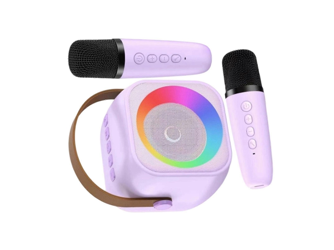 Mini Caixa De Som Bluetooth Portátil Com 2 Microfones De Karaokê, Ideal Para Crianças E Adultos, Ideal Para Festas, Multicolorida. Olysi Shop