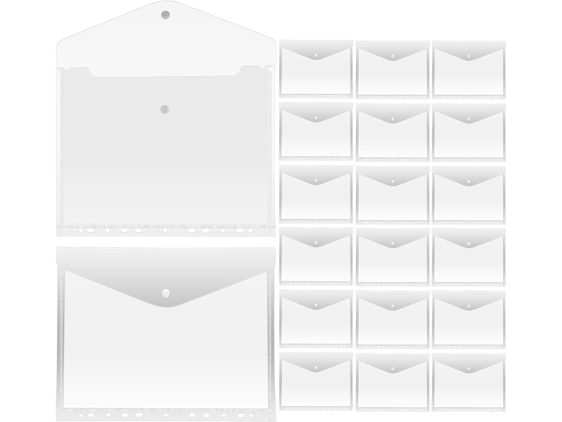 Pasta Transparente Solustre A4 Com 11 Furos, Plástico Pp, 20 Unidades, Fecho De Pressão, Identificação E Organização