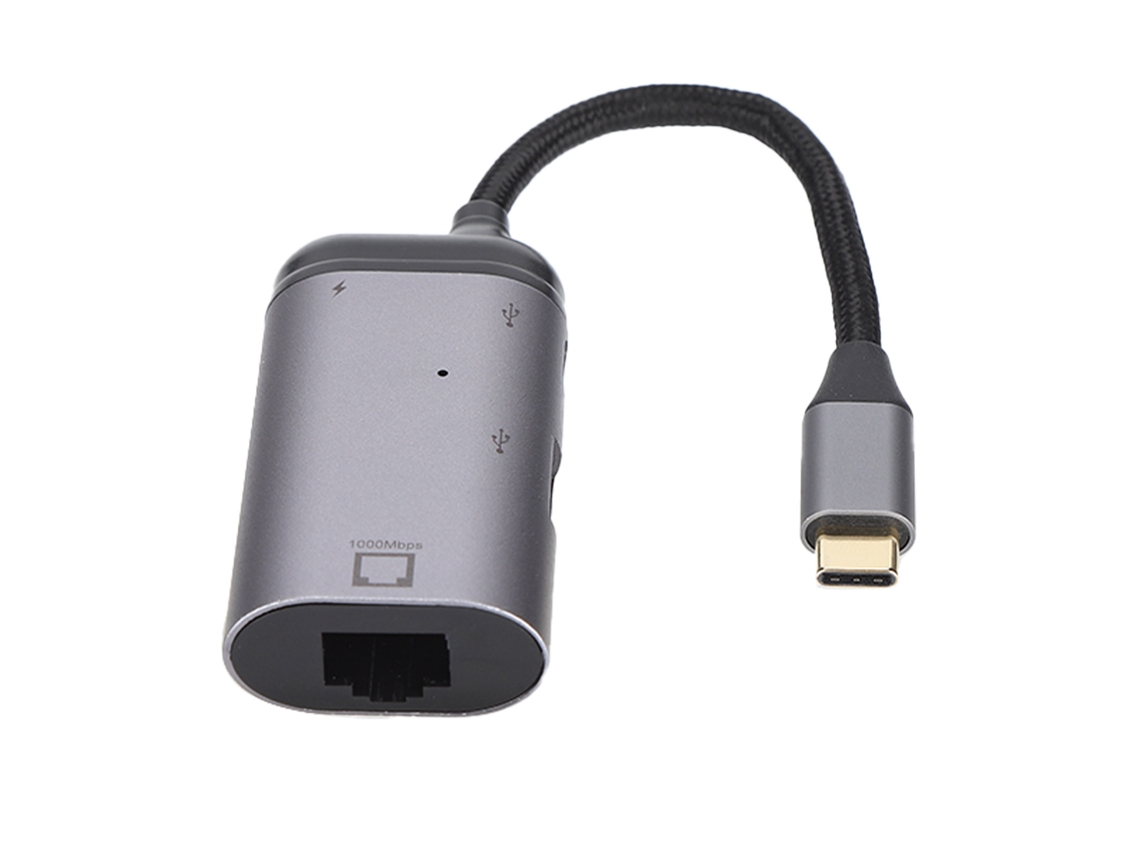 Aetheria adaptador Type C 3 em 1 Multifuncional com Rj45, Pd 100w e Usb a Fêmea