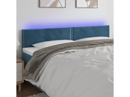 Cabecero de terciopelo con luces LED 200x5x78/88cm Azul Oscuro