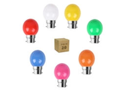 Pack 20 Lâmpadas Led B22 3w 240 Lm G45 Monocor Branco Quente
