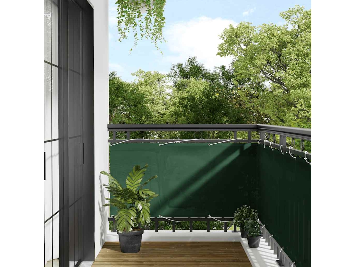 Vidaxl Tela De Varanda 75x1000 Cm 100% Poliéster Oxford Verde-escuro