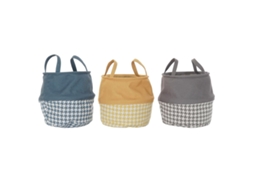 Cesto de Roupa Suja DKD HOME DECOR Pied de Poule Poliéster 28 X 28 X 28 Cm 3 Unidades