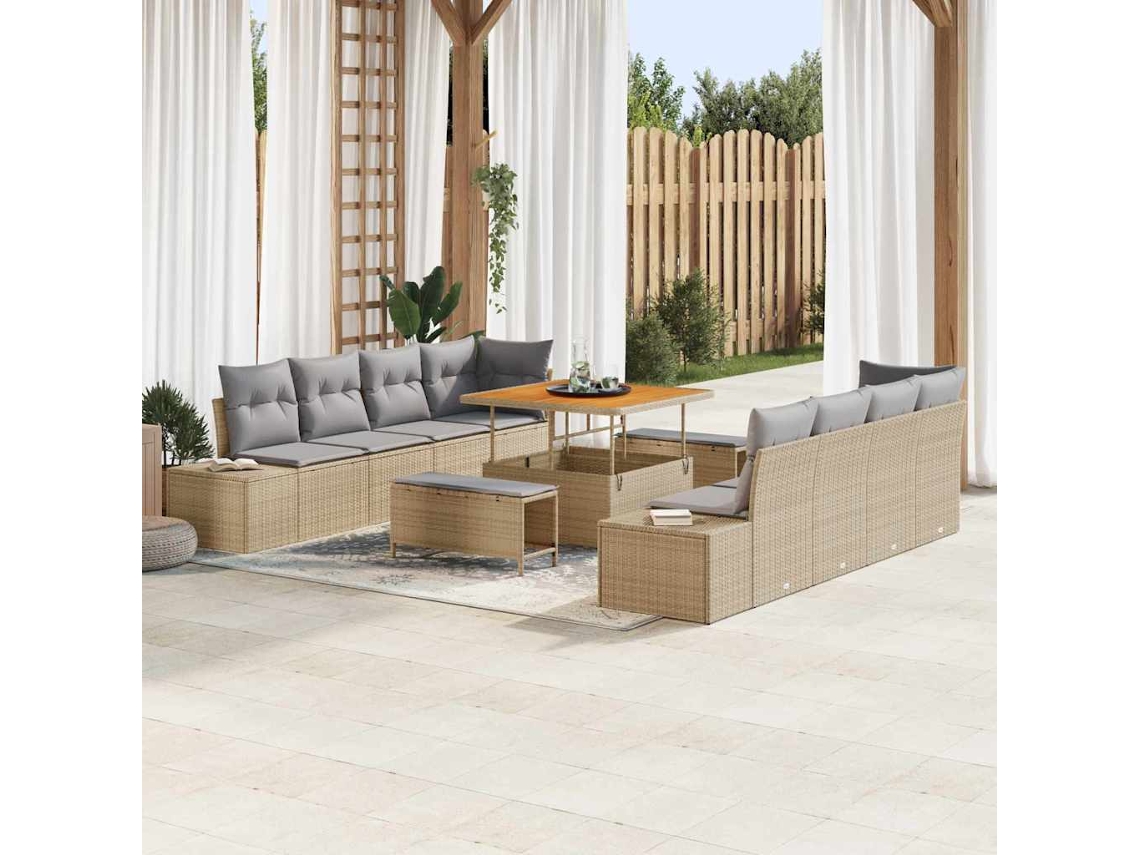 Vidaxl Conjunto De Sofá De Jardim Com Almofada Bege 100 X 100 X 71 Cm