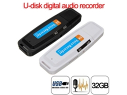 Gravador de Voz U Disk Audio USB Flash Drive até 32 GB Micro SD TF - Preto S/MARCA