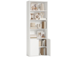 Estante Biblioteca com 4 Compartimentos Abertos e 2 Portas para Sala e Escritório 59x29x180cm Branco BTFORUS