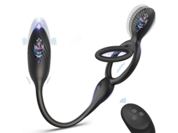 Vibrador de Controle Remoto de Motor Duplo 3 em 1 com 10 Modos de Vibração para Homens Preto VEANXIN