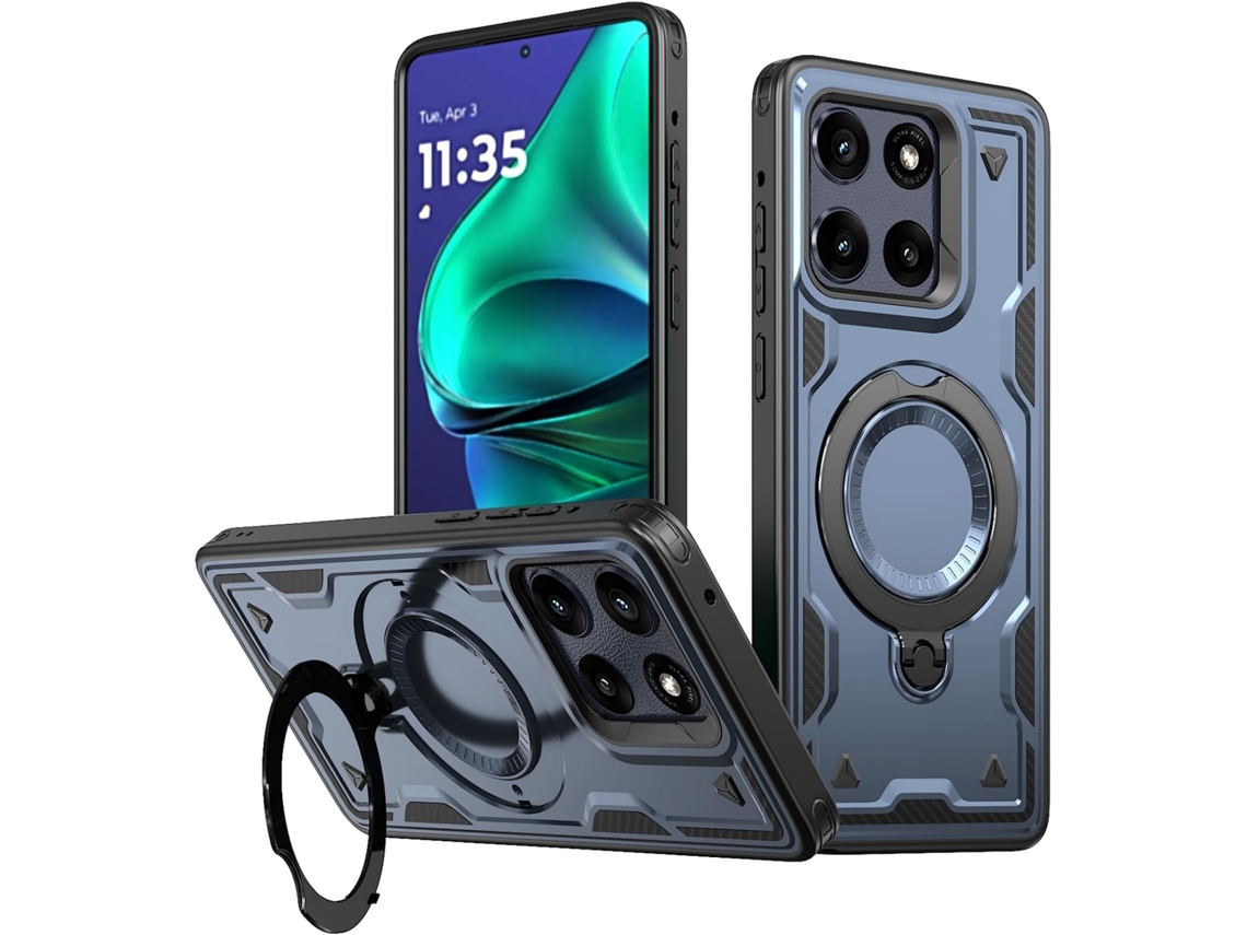 Capa Para Moto Edge 60 Fusion 5g, Inclui Suporte, Resistente A Impactos Blue Panoona