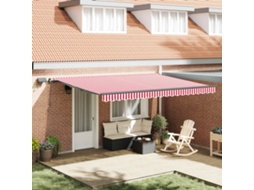 Vidaxl Toldo Retrátil Vermelho E Branco 450 × 300 Cm Tecido E Alumínio