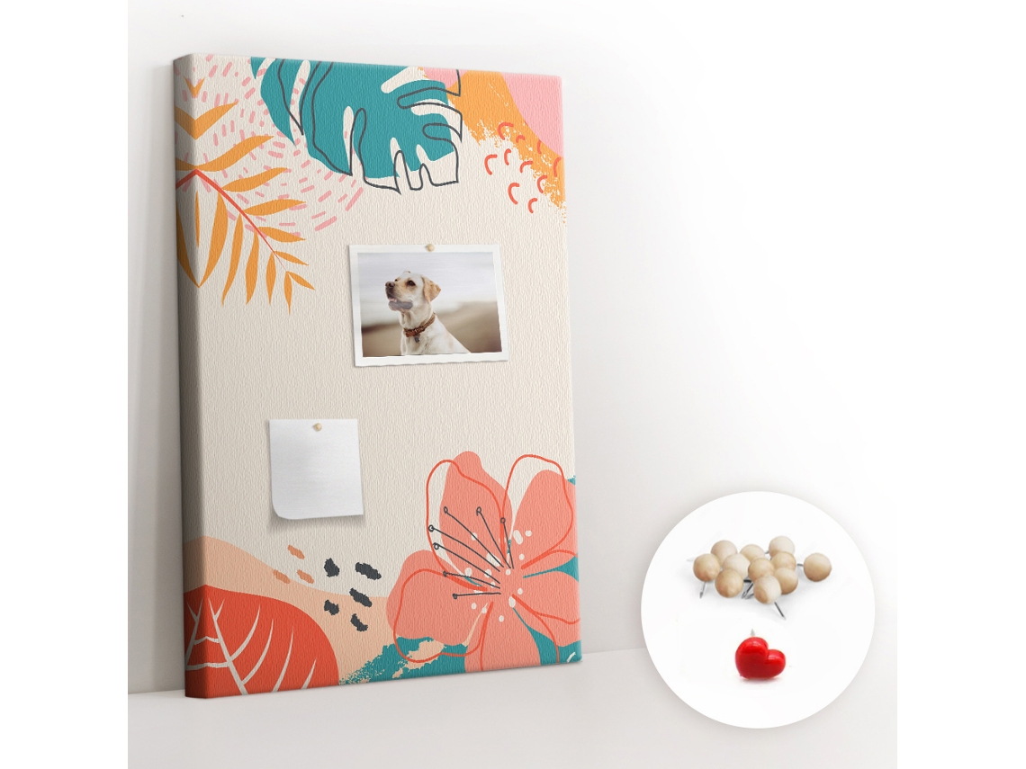 Lousa De Cortiça Bordas Tropicais Para O Corredor Espelharte (40x60 Cm)