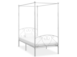 vidaXL Estrutura de cama com dossel metal branco 90x200 cm