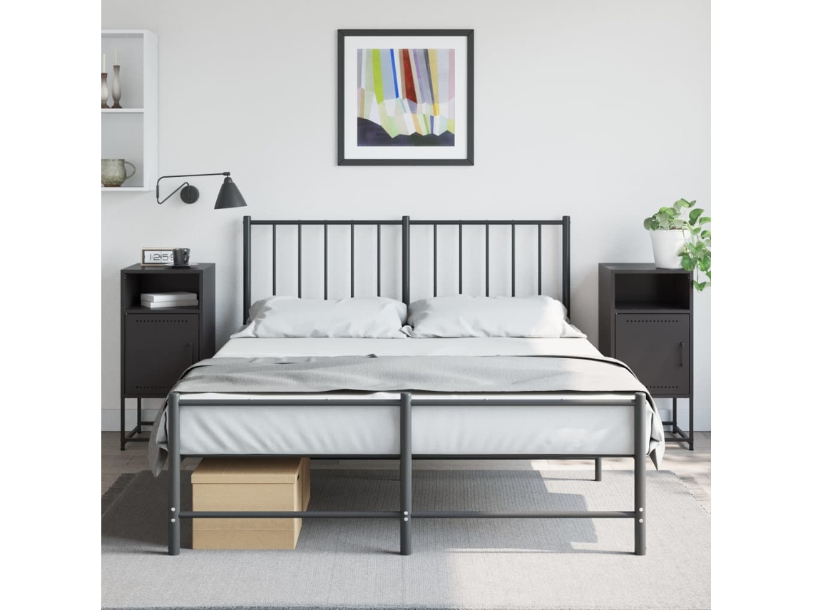 Vidaxl Mesas De Cabeceira 2 Pcs 36x39x78 Cm Aço Preto