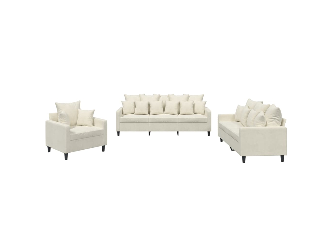 Sofa Set, Sofa Sets Vidaxl Creme Veludo (n/a)