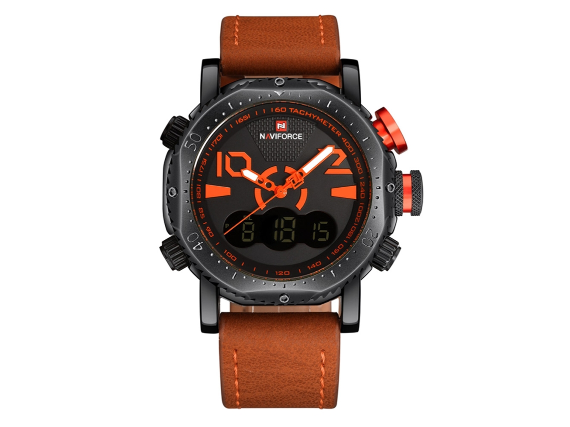 Relógio Eletrônico Quartz Masculino de Pulso com Pulseira Pu À Prova D'água 3atm
