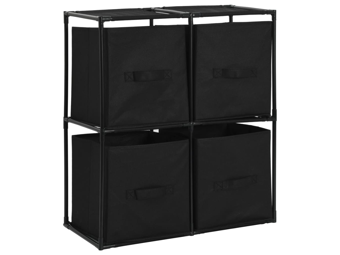 Armário Arrumação com 4 Cestos Tído 63x30x71 cm Aço Preto MAISON EXCLUSIVE