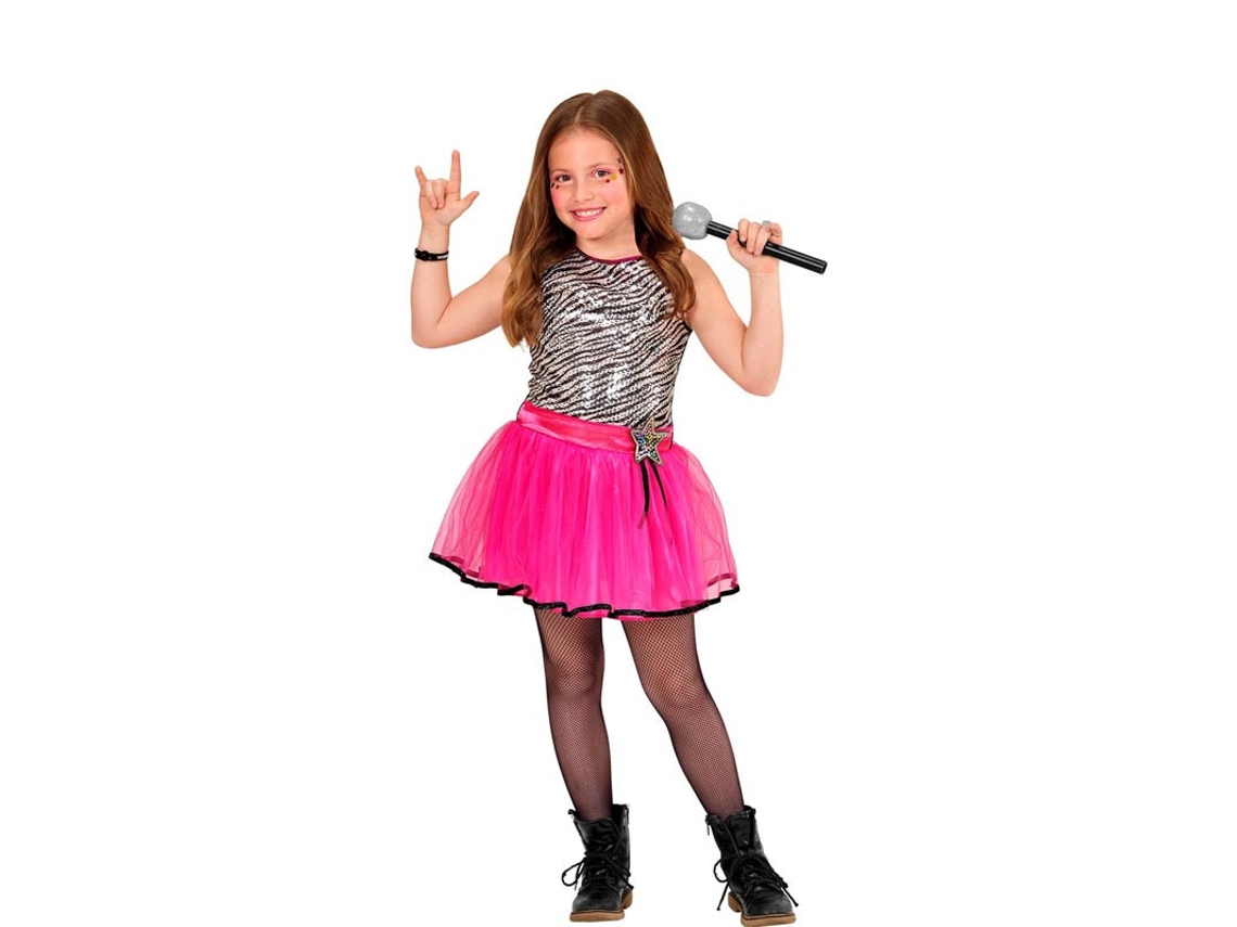 Fato de Pop Star cinza e rosa para menina