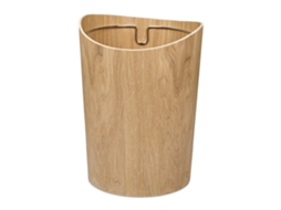 Caixote Do Lixo Relaxdays, 9 L De Capacidade, Em Madeira, Axd: 30 X 23 Cm, Anel De Metal Para Saco, Redondo, Claro